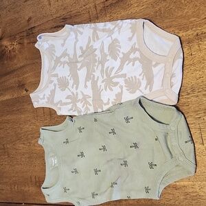 CARTERS 2 PALM TREE TANK ONESIES 9 months
